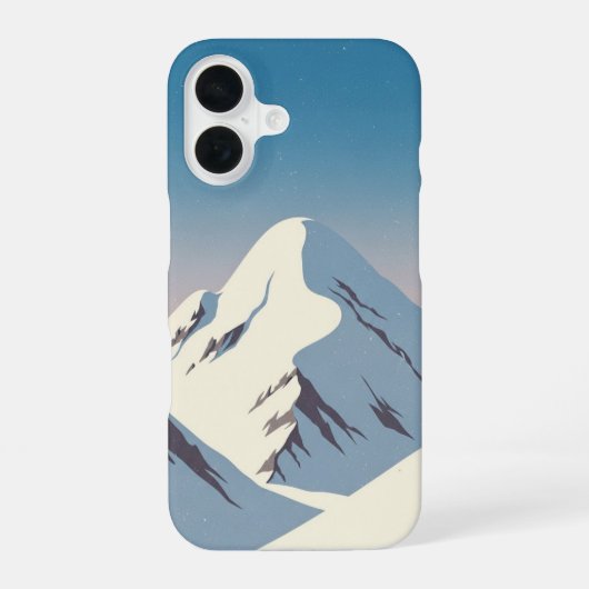 ヴィンテージな雪山の峰々 iPhone 16ケース (裏面)
