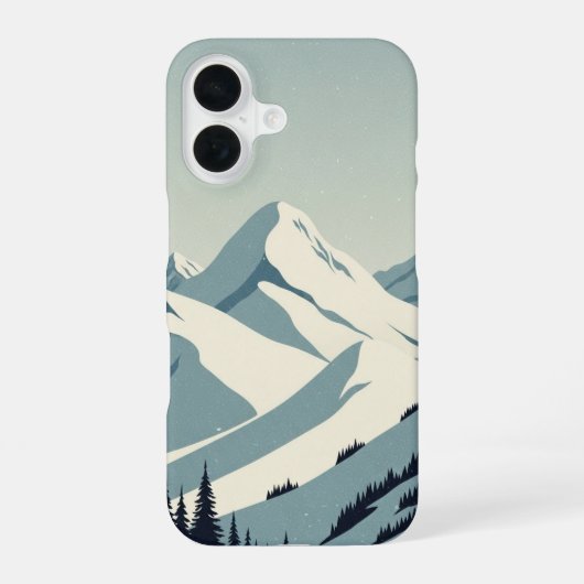 ヴィンテージな雪山の峰々 iPhone 16ケース (裏面)