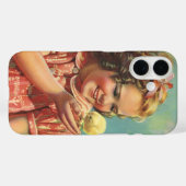 ヴィンテージな雰囲気の女の子とひよこ、幸せそうに笑う子供 Case-Mate iPhoneケース (裏面 (横))