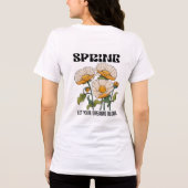 ヴィンテージな雰囲気の植物画と野花の春 トライブレンドTシャツ (裏面)