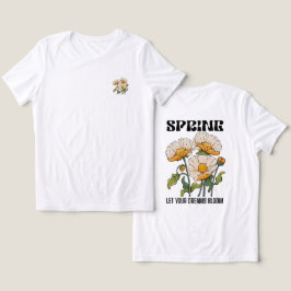 ヴィンテージな雰囲気の植物画と野花の春 トライブレンドTシャツ