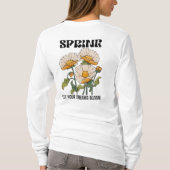 ヴィンテージな雰囲気の植物画と野花の春 Tシャツ (裏面)