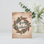 ヴィンテージな風合いのバーチのクリスマス シーズンポストカード (スタンド正面)