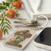 ヴィンテージな風情のある花柄の十字架 イースター カード キーホルダー (正面右)