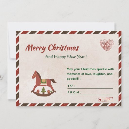 🎄🌸ヴィンテージな馬のクリスマス&お正月カード シーズンカード (正面)