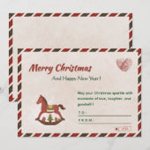 🎄🌸ヴィンテージな馬のクリスマス&お正月カード シーズンカード (正面/裏面)