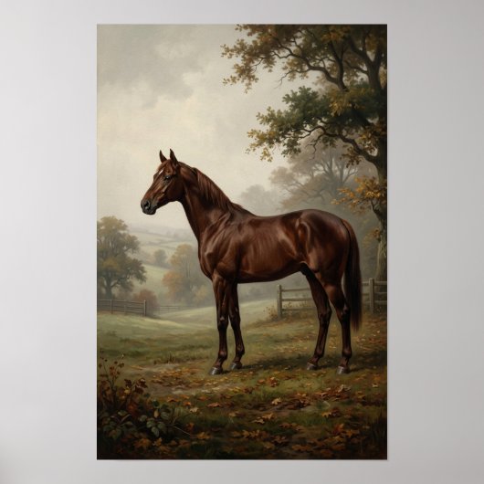 ヴィンテージな馬の絵画ポスター ポスター (正面)