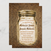 ヴィンテージな麻の国 rustic メイソンジャー 結婚式 招待状 (正面/裏面)