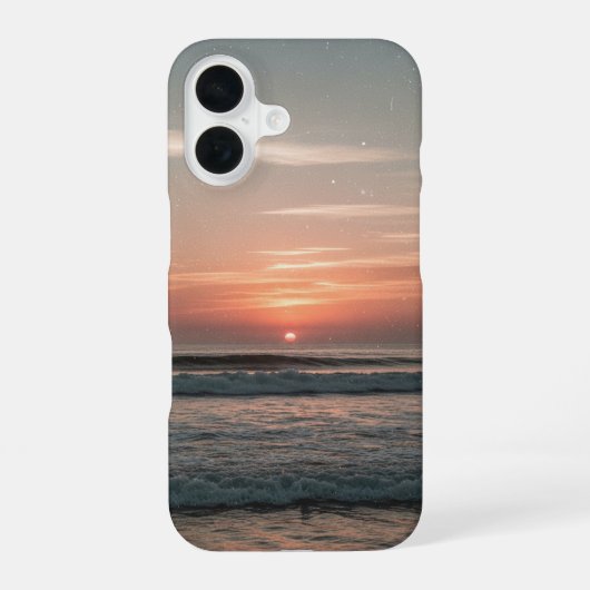ヴィンテージな黄昏時のオーシャンホライズン iPhone 16ケース (裏面)