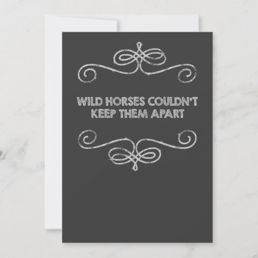 ヴィンテージな黒板の結婚式 Wild Horses 招待状 (正面)