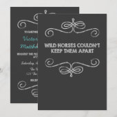 ヴィンテージな黒板の結婚式 Wild Horses 招待状 (正面/裏面)