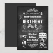 ヴィンテージな黒板の誕生日パーティー招待状 招待状 (正面/裏面)