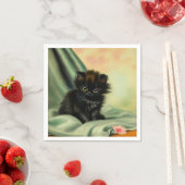 ヴィンテージな黒猫のイラスト スタンダードカクテルナプキン (インサイチュ)