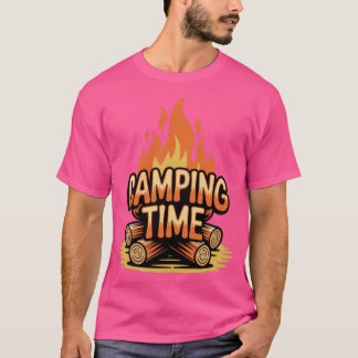 ヴィンテージな「キャンピングタイム」薪 Tシャツ