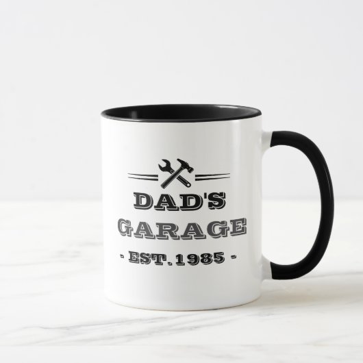 ヴィンテージな"Dad's Garage - Est. 1985" マグカップ (右)