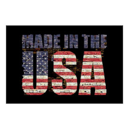 ヴィンテージなUSAレターとアメリカ国旗のディストressedデザイン ポスター