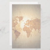 ヴィンテージによってしわを寄せられる紙の旧世界の地図 便箋 (正面/裏面)