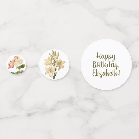 ヴィンテージによってはカスタムな年及び文字のテーブルの紙吹雪が開花します コンフェッティ (裏面)