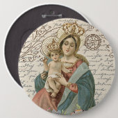 ヴィンテージによって戴冠させる賛美された新しい母メリーイエス・キリスト 缶バッジ (正面&裏面)