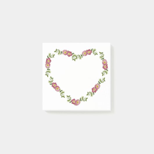 ヴィンテージによって押される花のハート ポストイット (正面)