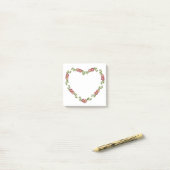 ヴィンテージによって押される花のハート ポストイット (デスク上)