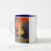 ヴィンテージによって旧式なプジョーはバイクが自転車に乗ります ツートーンマグカップ (正面左)