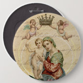 ヴィンテージによって母メリー賛美される新しいイエス・キリスト天使 缶バッジ (正面&裏面)