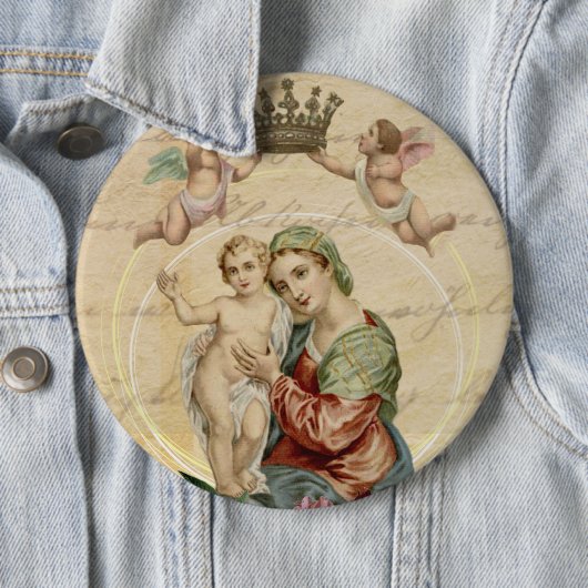 ヴィンテージによって母メリー賛美される新しいイエス・キリスト天使 缶バッジ (インサイチュ)