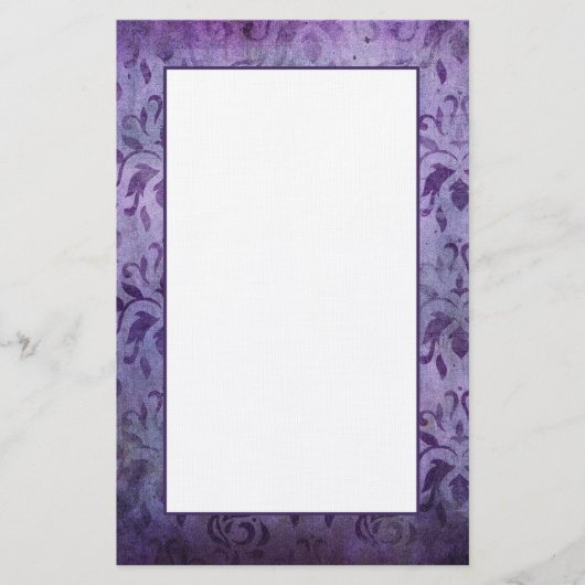 ヴィンテージによって老化させる暗い紫色のダマスク織のノート紙 便箋 (正面)