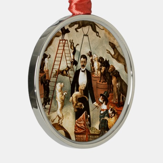 ヴィンテージによって訓練されるサーカス犬の行為のトリックDogs1899 メタルオーナメント (右)