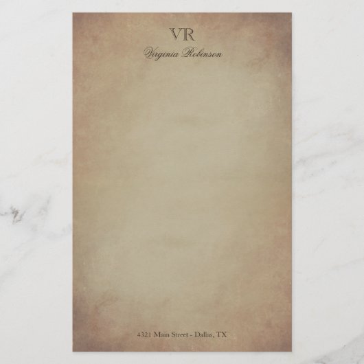 ヴィンテージによって黄色にされるペーパーモノグラム及び名前をカスタムする 便箋 (正面)