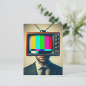 ヴィンテージにテレビをつけている人 ポストカード (スタンド正面)