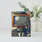 ヴィンテージにテレビをつけている人 ポストカード (スタンド正面)
