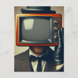 ヴィンテージにテレビをつけている人 ポストカード