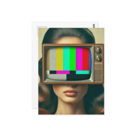 ヴィンテージにテレビを付けた顔 ポストカード