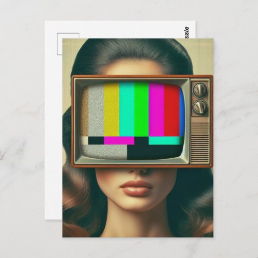 ヴィンテージにテレビを付けた顔 ポストカード (正面/裏面)