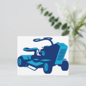 ヴィンテージに乗る芝刈り機レトロ ポストカード (スタンド正面)