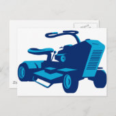 ヴィンテージに乗る芝刈り機レトロ ポストカード (正面/裏面)