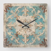 ヴィンテージに汚い スクエア壁時計 (正面)