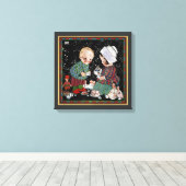 ヴィンテージに茶のふりをするパーティー キャンバスプリント (インサイチュ (ウッドフロア))