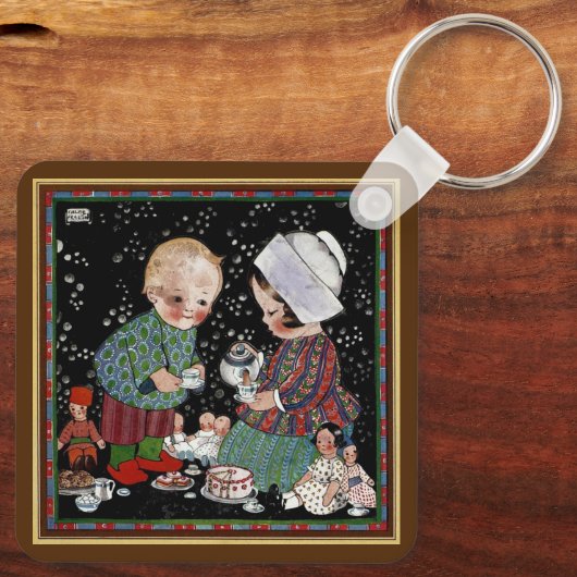 ヴィンテージに茶のふりをするパーティー キーホルダー (裏面)