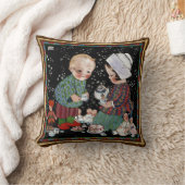 ヴィンテージに茶のふりをするパーティー クッション (ブランケット)