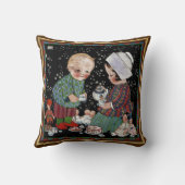 ヴィンテージに茶のふりをするパーティー クッション (裏面)