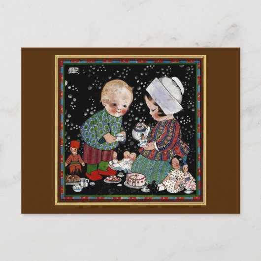 ヴィンテージに茶のふりをするパーティー ポストカード (正面)