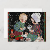 ヴィンテージに茶のふりをするパーティー 招待状 (正面/裏面)