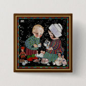 ヴィンテージに茶のふりをするパーティー 缶バッジ (正面)