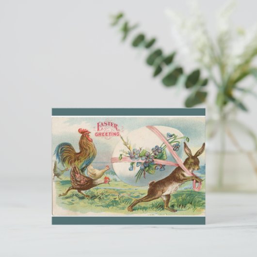 ヴィンテージに追われる強いウサギ ポストカード (スタンド正面)