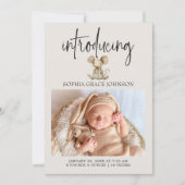 ヴィンテージぬいぐるみ動物ベビーお知らせ 招待状 (正面)