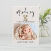 ヴィンテージぬいぐるみ動物ベビーお知らせ 招待状 (スタンド正面)