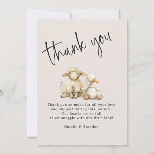 ヴィンテージぬいぐるみ動物ベビーお知らせ 招待状 (裏面)